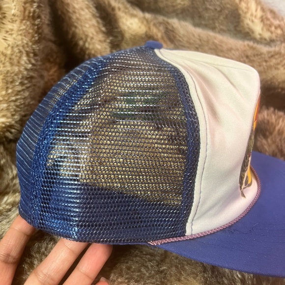 Vintage 80/90s Bass Pro Shops Baseball Cap Flat Brim Hat Snapback Navy Mesh Foam - Picture 4 of 9